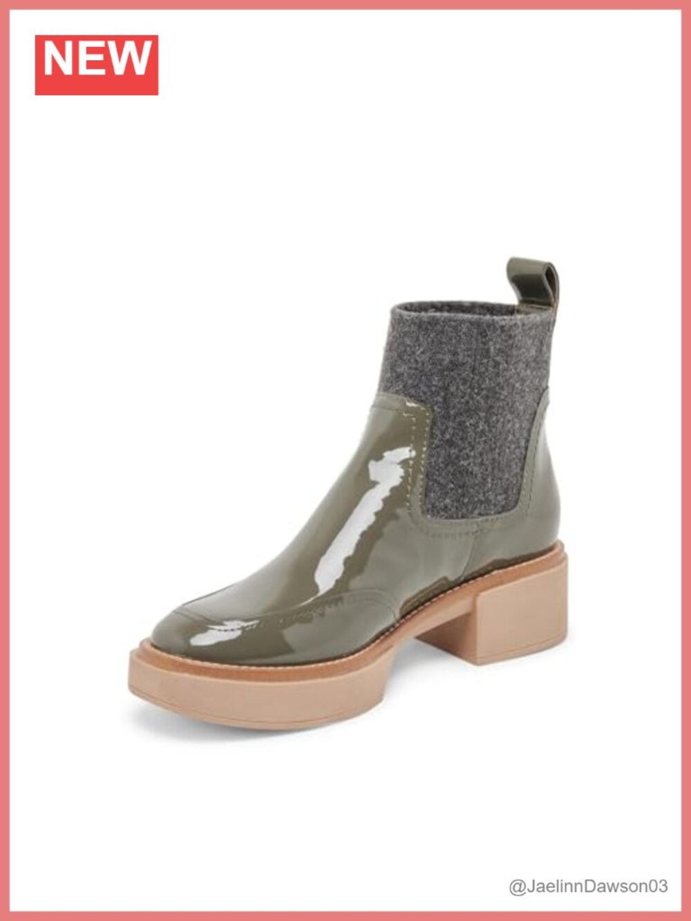 Faux Leather Chelsea Ankle Bootie with Block Heel and Almond Toe